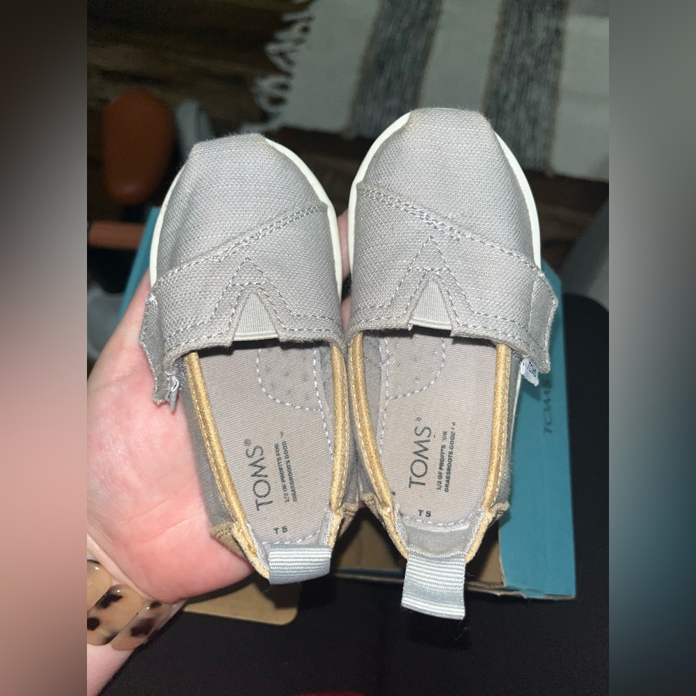 TOMS Toddler Alpargata in Gray and Tan